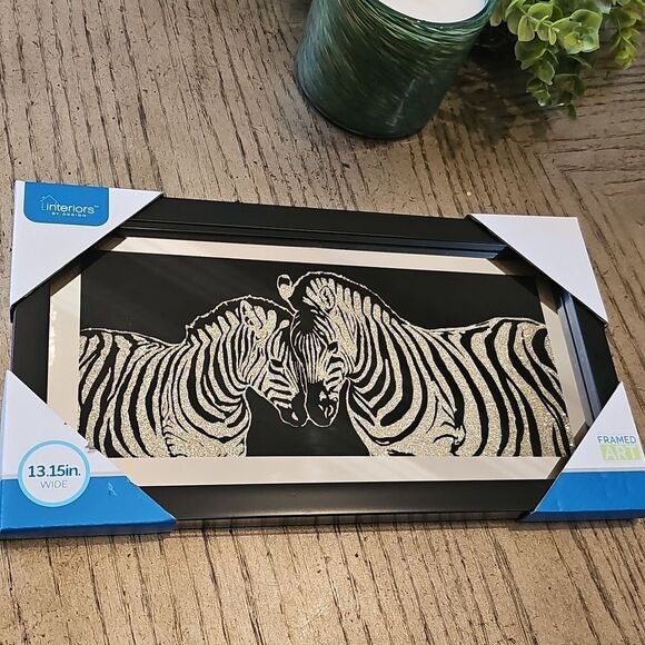 Framed Zebra Art V black And Gold NWT - Picture 6 of 6